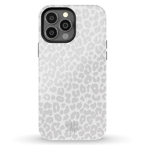 White Leopard Custom Curly Monogram iPhone Case